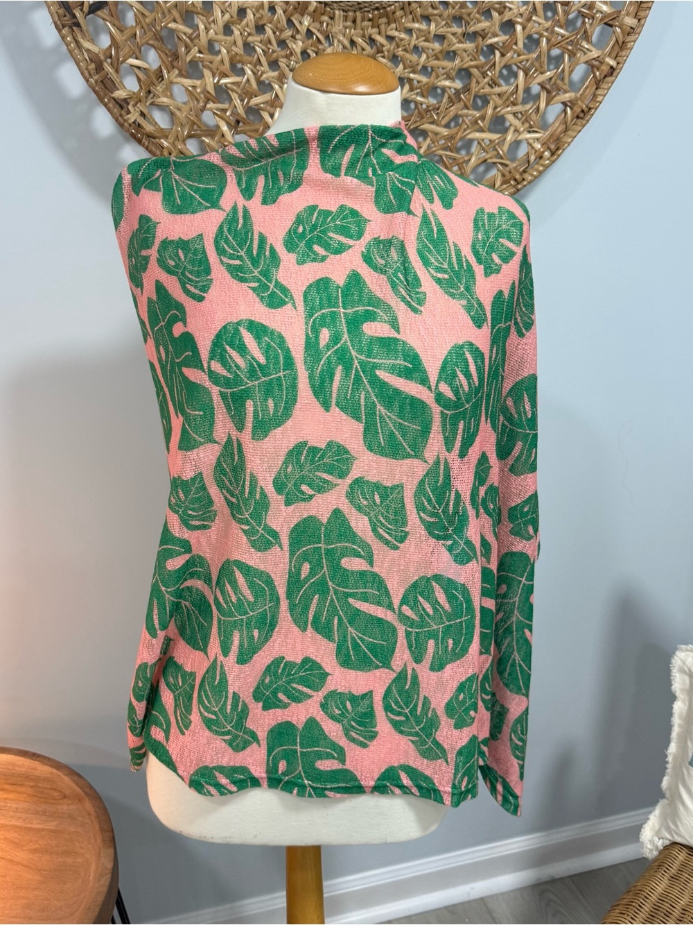Top it Off Pink and Green Poncho